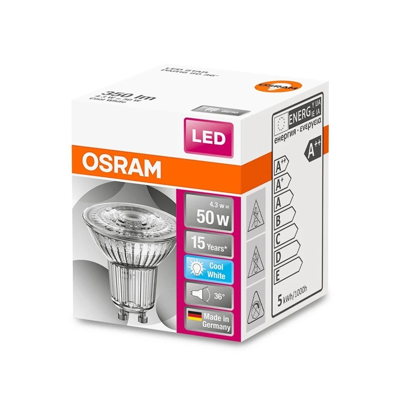 LED spuldze 4,3W-840 230V GU10 350lm Osram