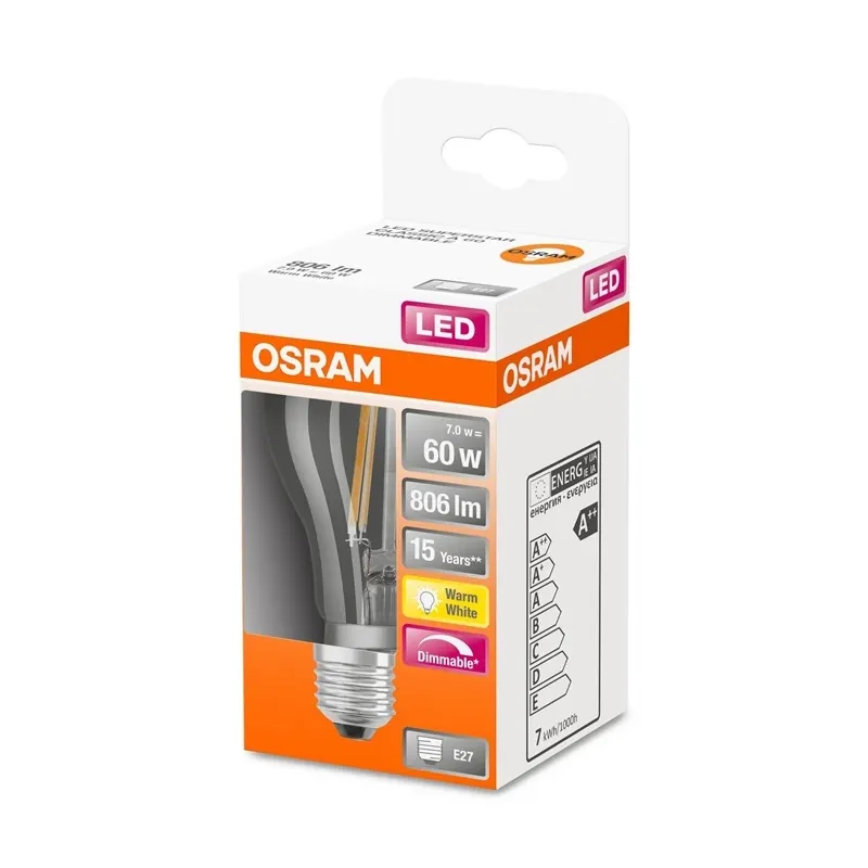 Lemputė Osram LED, A60, 2700 °K, E27, 7 W, 806 lm