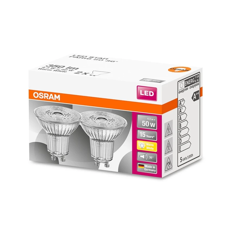 Spuldze led par16 4.3w gu10 350lm 2gab