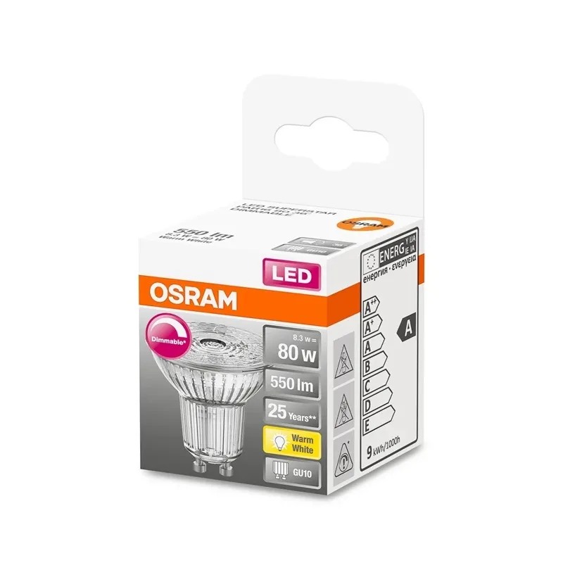Lemputė Osram LED, PAR16, 2700 °K, GU10, 8.3 W, 550 lm