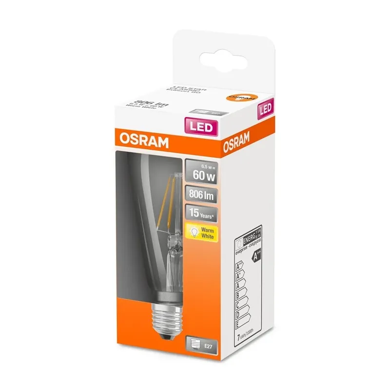 Ledison60 6.5w-827 230v fil e27 osram
