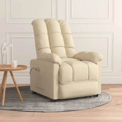 vidaXL masāžas krēsls, krēmkrāsas audums