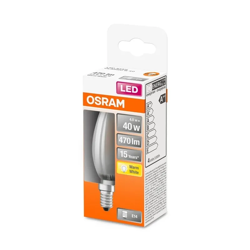 Lemputė Osram LED, B35, 2700 °K, E14, 4 W, 470 lm