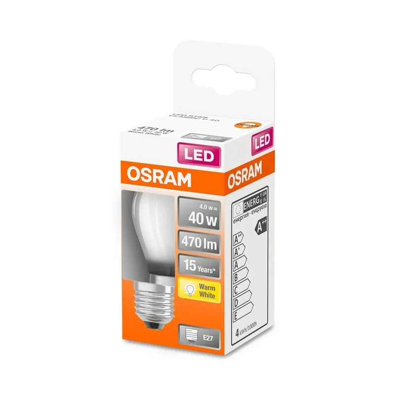 Lambipirn Osram LED, P45, 2700 °K, E27, 4 W, 470 lm