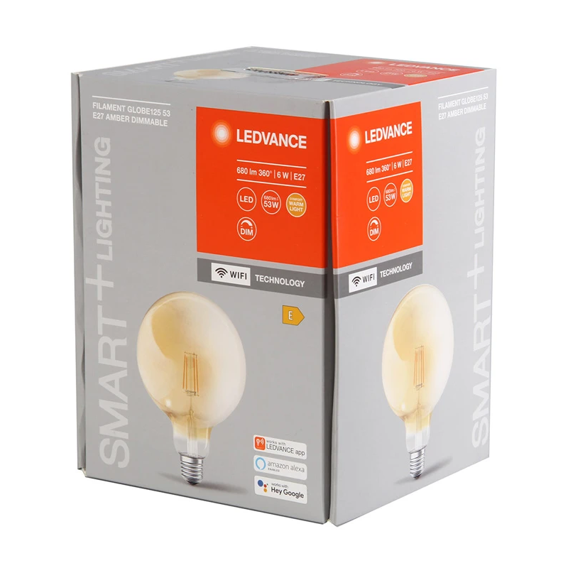 LEDVANCE SMART+ WiFi Filament Globe G125, E27, 6 W, 2400 K, ~680 lm — dimmējama