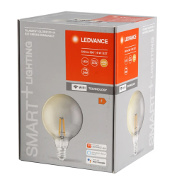 Ledvance SMART+ WiFi Filament Globe G125 E27, 6 W, 2500 K, dimmējama ,smoked,