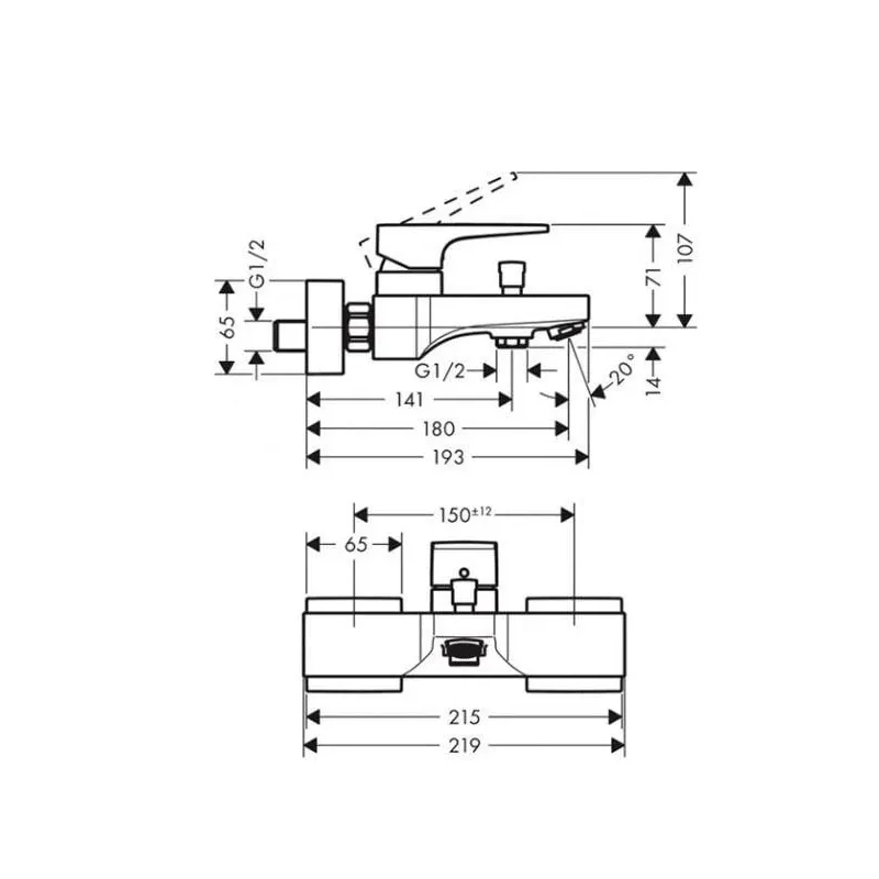 Vannas jaucējkrāns Hansgrohe Talis E 71740140, bronzas krās.