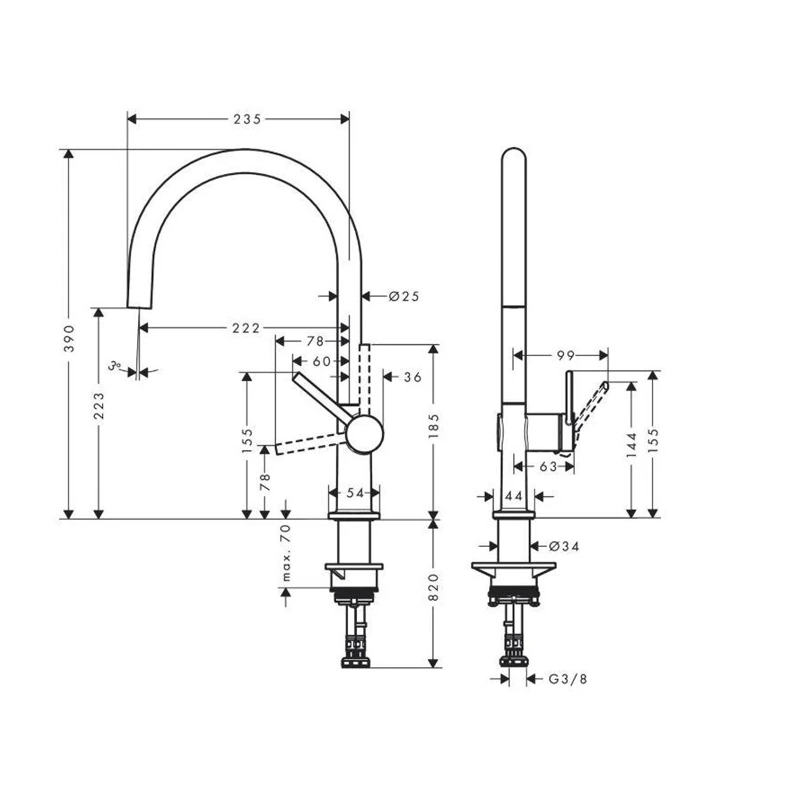 Virtuves jaucējkrāns hansgrohe talis m54