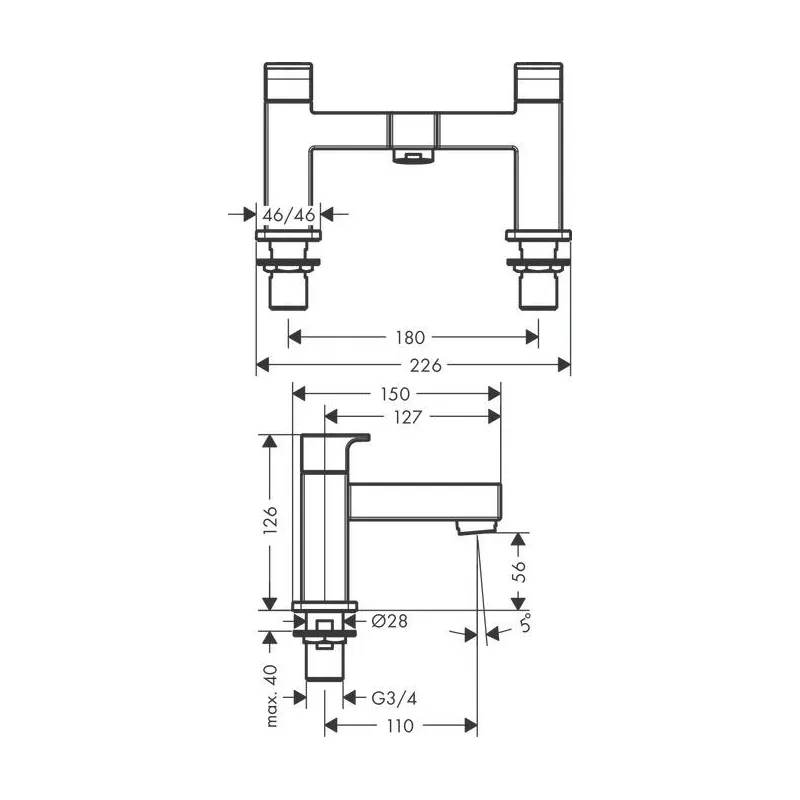 Vannas jaucējkrāns Hansgrohe Shape Vernis, melna krās.