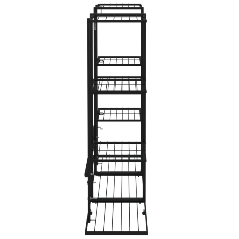 vidaXL puķu statīvs, 94,5x25x89 cm, melns, dzelzs