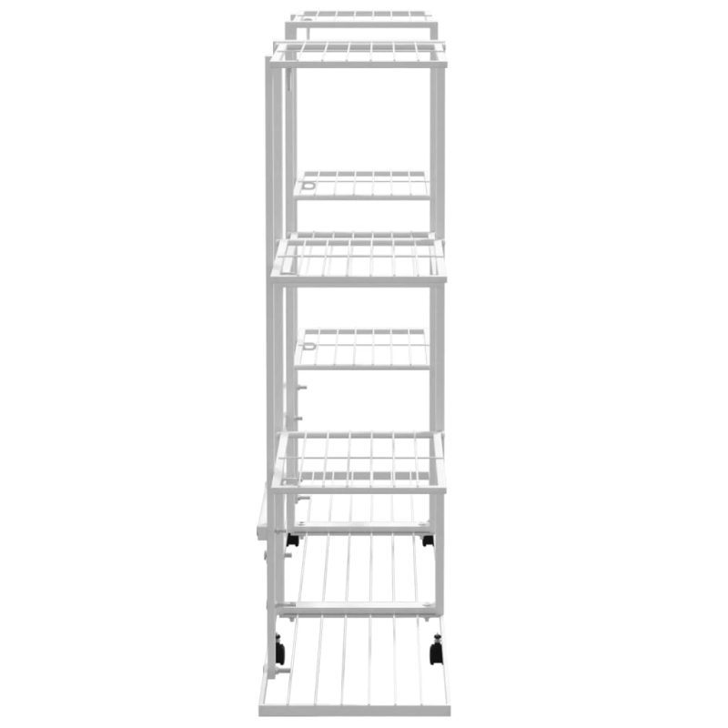 vidaXL puķu statīvs ar riteņiem, 94,5x24,5x91,5 cm, balts, dzelzs