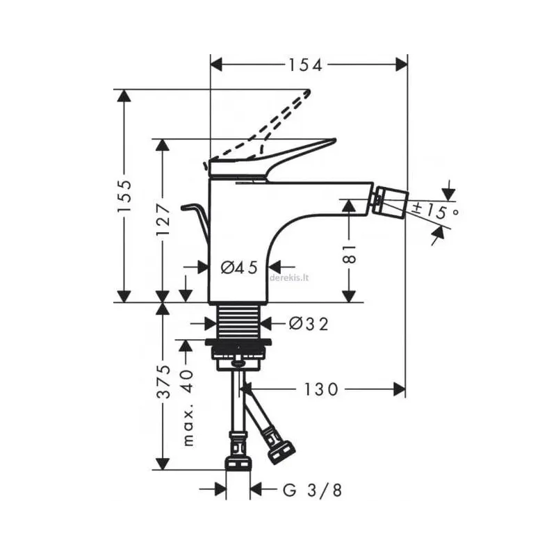 Bidė maišytuvas Hansgrohe Vivenis 75200000, chromo sp.