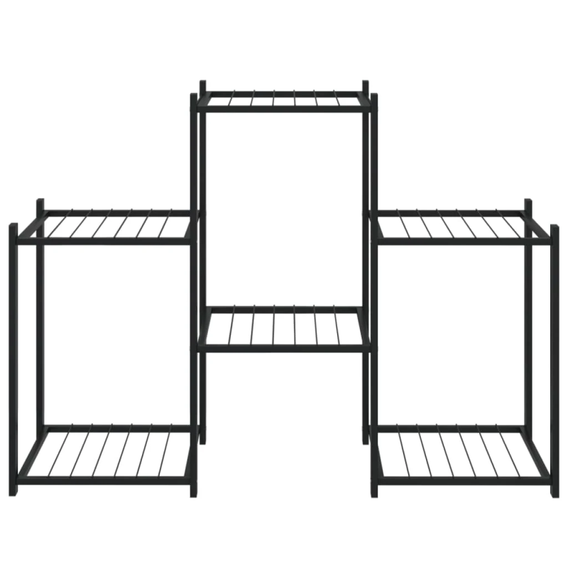 vidaXL puķu statīvs, 83x25x60 cm, melns, dzelzs
