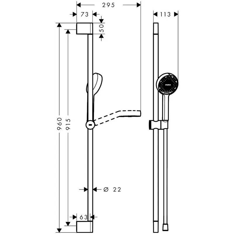 Dušas komplekts Hansgrohe Activera Select S 95 2jet EcoSmart 90, hroma