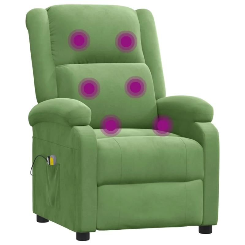 vidaXL elektrisks masāžas krēsls, gaiši zaļš samts