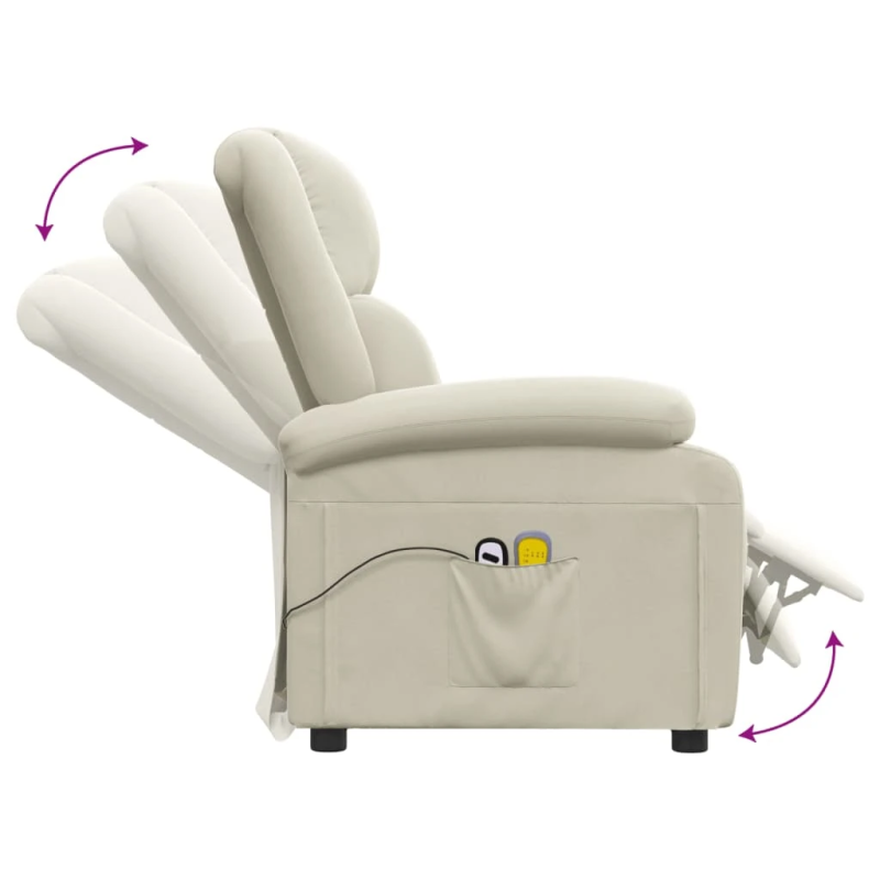 vidaXL elektriskais masāžas krēsls, krēmkrāsas samts