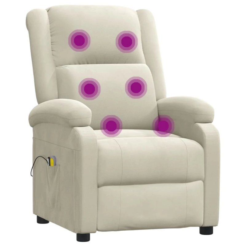 vidaXL elektriskais masāžas krēsls, krēmkrāsas samts