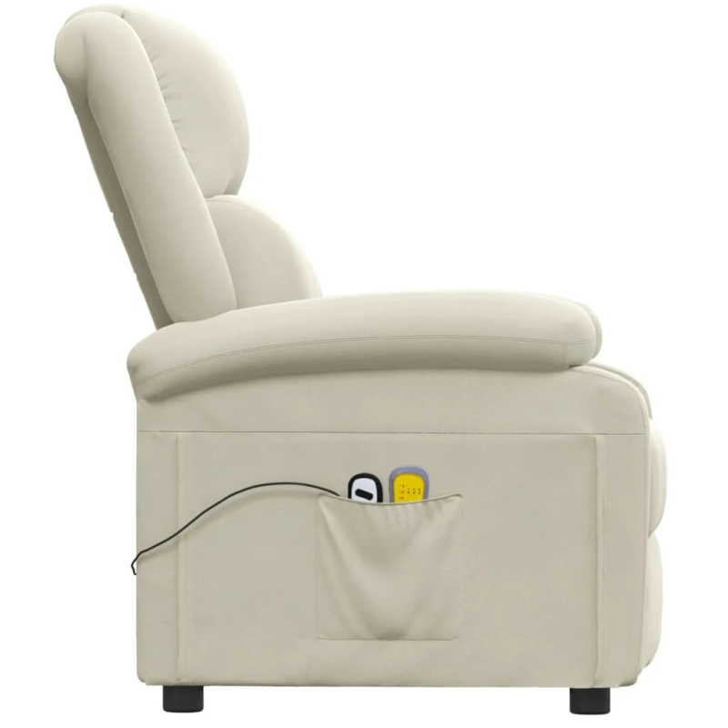 vidaXL elektriskais masāžas krēsls, krēmkrāsas samts