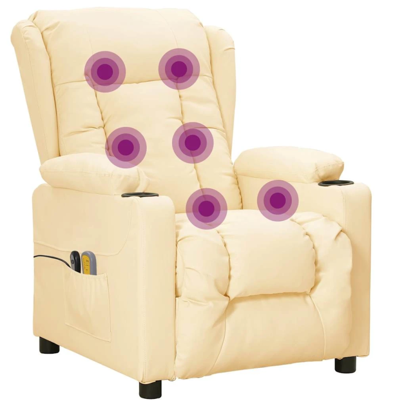 vidaXL elektrisks masāžas krēsls, krēmkrāsas mākslīgā āda