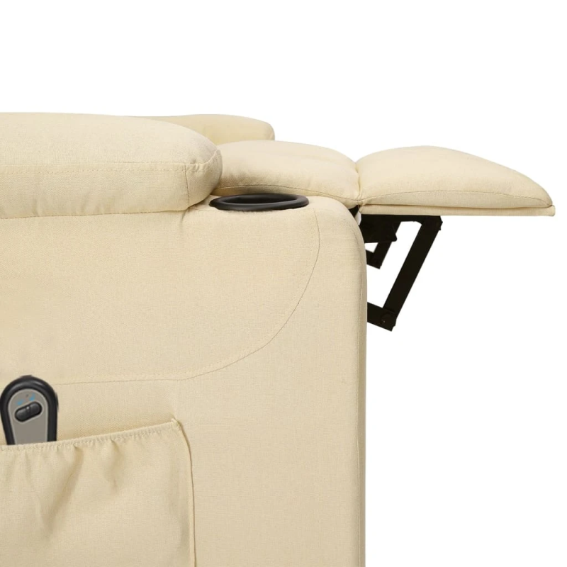 vidaXL elektrisks atpūtas krēsls, atgāžams, krēmkrāsas audums