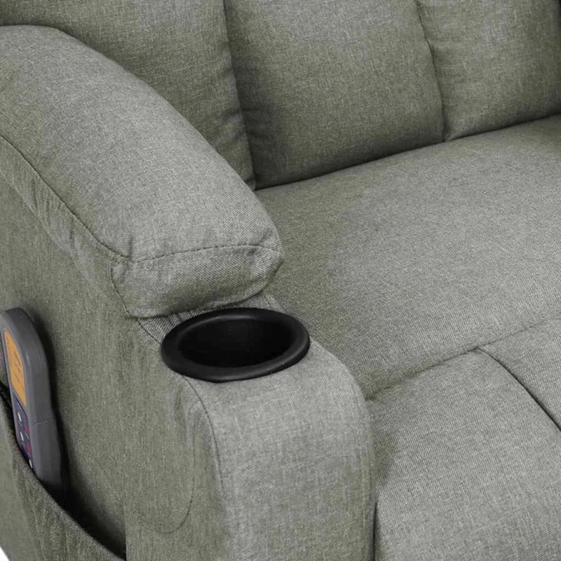 vidaXL elektrisks masāžas krēsls, gaiši pelēks audums