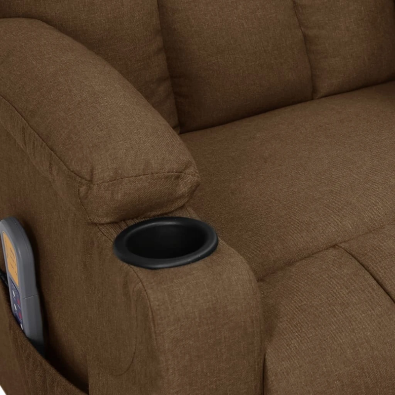 vidaXL elektrisks masāžas krēsls, brūns audums