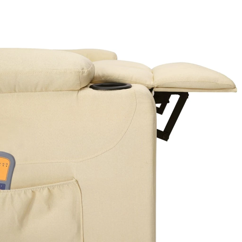 vidaXL elektriskais masāžas krēsls, krēmkrāsas audums