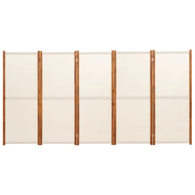 vidaXL 5-paneļu istabas aizslietnis, krēmbalts, 350x180 cm