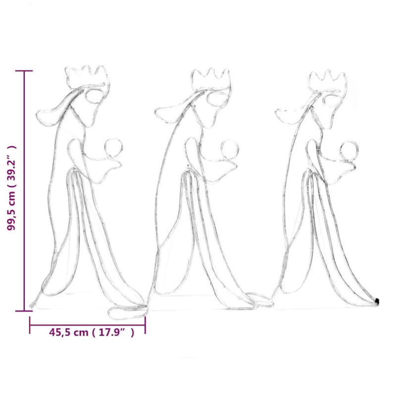 vidaXL trīs ķēniņu Ziemassvētku figūra, 504 LED, 99,5x45,5 cm