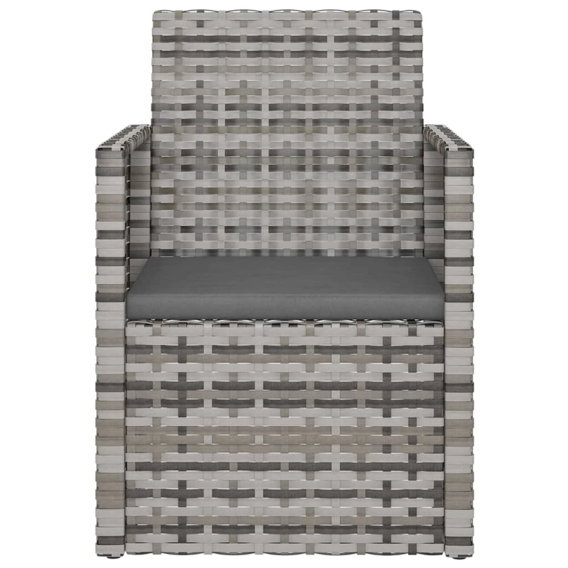 vidaXL 3-daļīgs āra atpūtas mēbeļu komplekts ar matračiem, pelēks PE