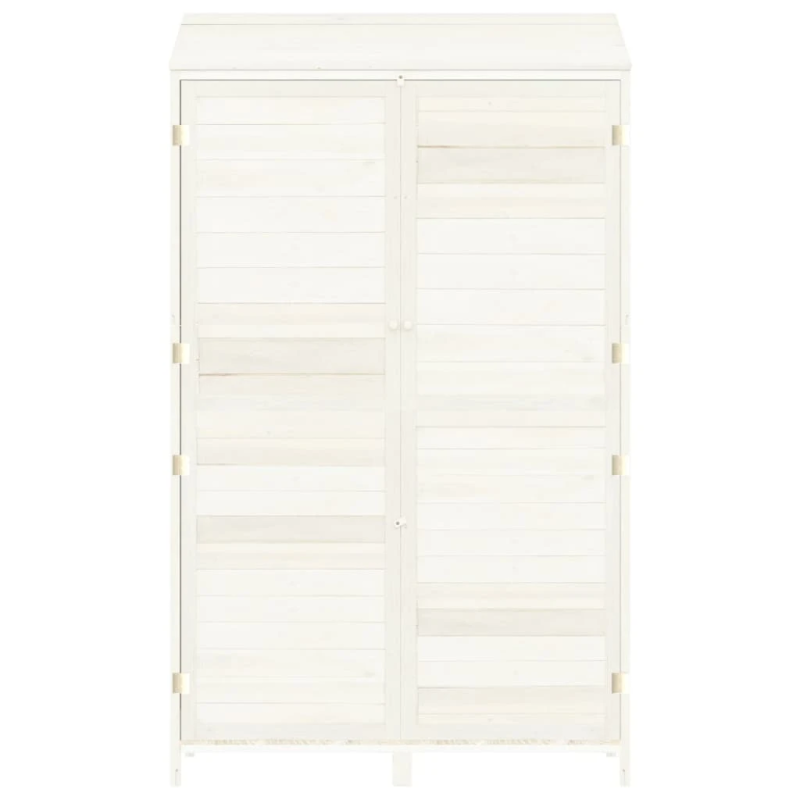 vidaXL dārza šķūnis, balts, 102x52x174,5 cm, egles masīvkoks