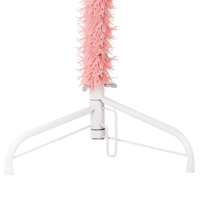 vidaXL mākslīgā Ziemassvētku egle ar statīvu, pusapaļa, rozā, 180 cm