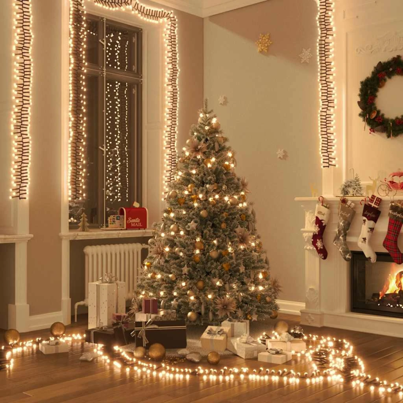 vidaXL LED lampiņu virtene ar 400 LED, silti balta, 7,4 m, PVC