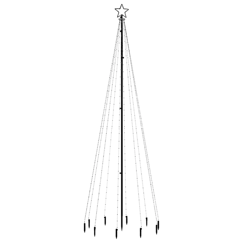vidaXL Kalėdų eglutė su kuoliuku, šiltos baltos spalvos, 310LED, 300cm