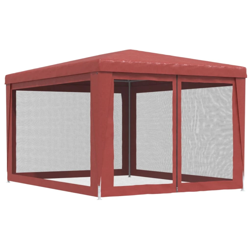 vidaXL svinību telts, ar 4 sieta sienām, 3x4 m, sarkana, HDPE