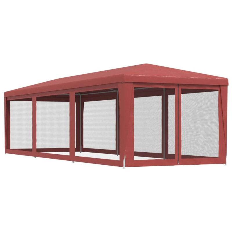 vidaXL svinību telts, ar 8 sieta sienām, 3x9 m, sarkana, HDPE