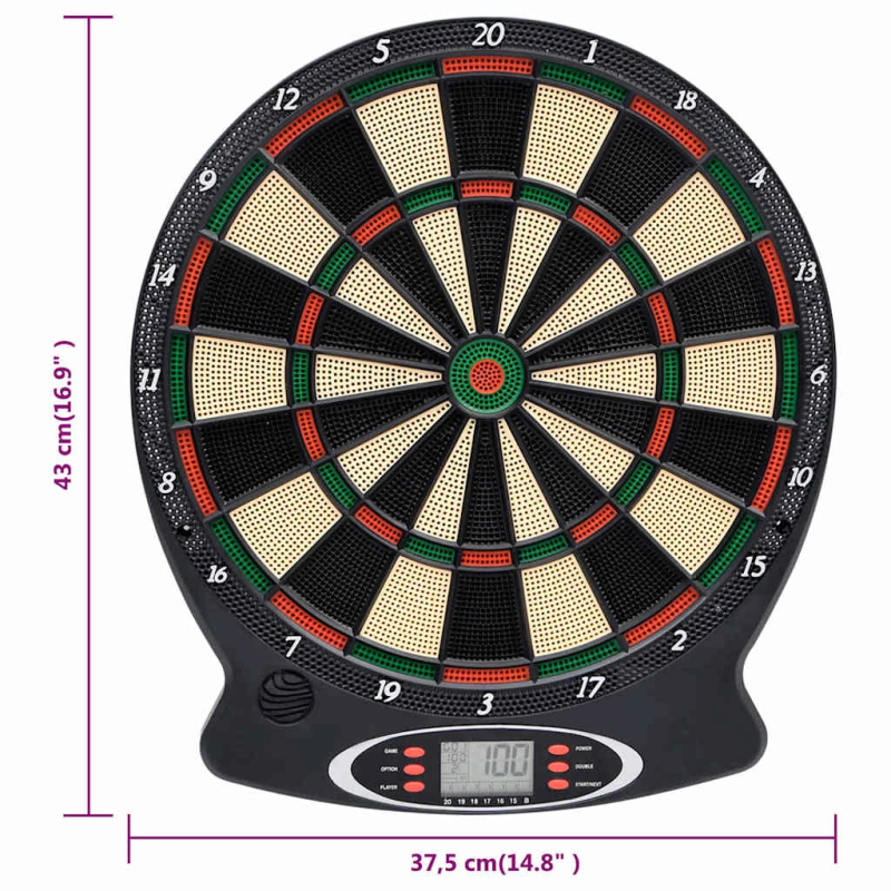 vidaXL elektriskais šautriņu dēlis ar šautriņām, melns, polipropilēns