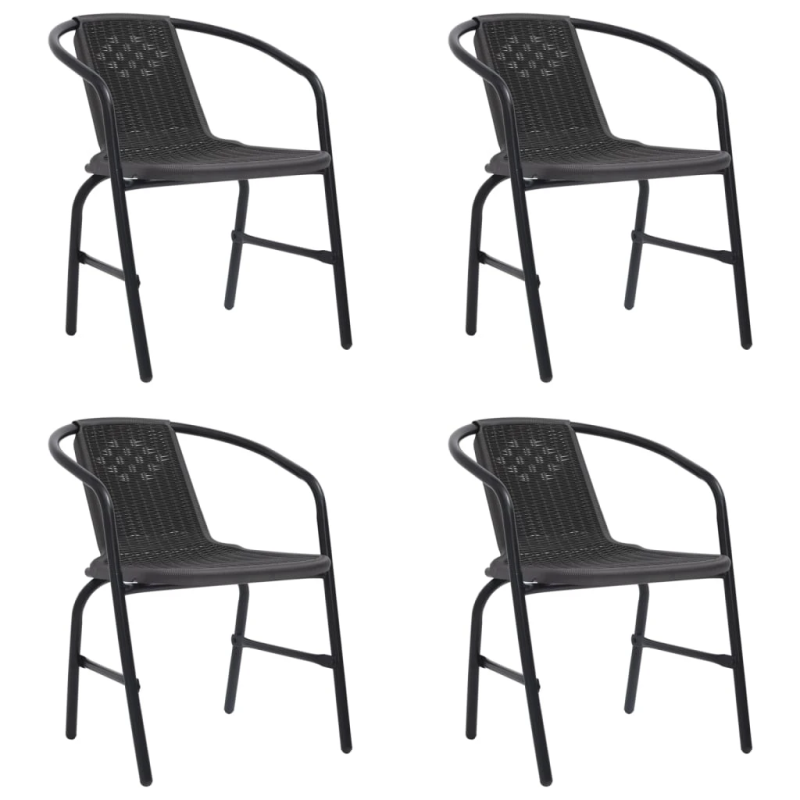 vidaXL dārza krēsli, 4 gab., plastmasas rotangpalma, tērauds, 110 kg