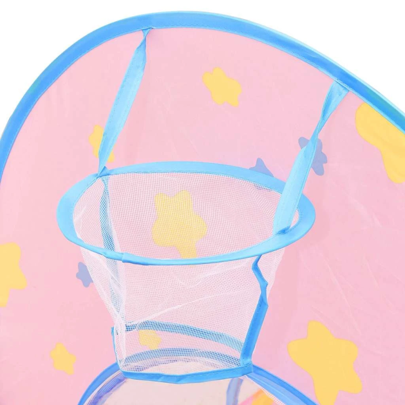 vidaXL rotaļu telts ar 250 bumbiņām, rozā, 301x120x128 cm