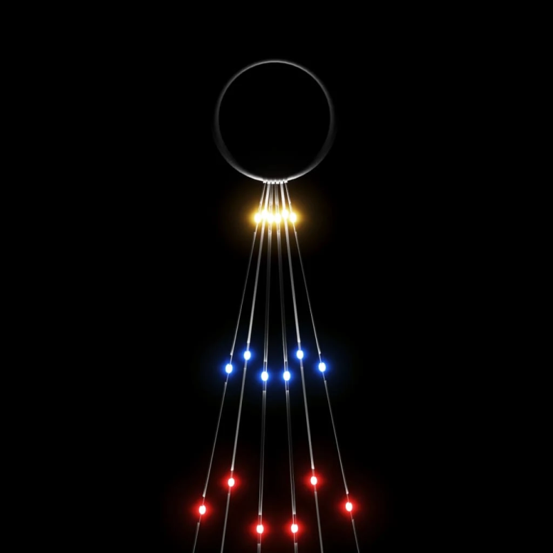 vidaXL Ziemassvētku egle karoga mastam, 108 krāsainas LED, 180 cm