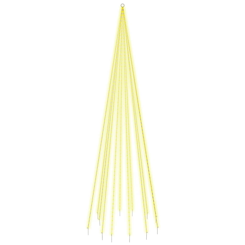 vidaXL Ziemassvētku egle karoga mastam, 732 silti baltas LED, 500 cm