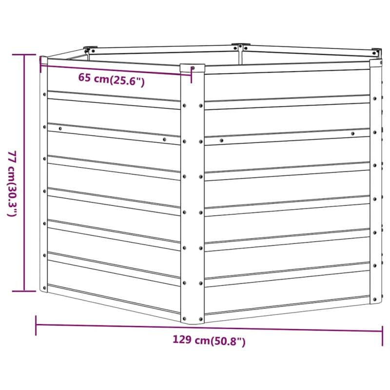 vidaXL augstā dārza puķu kaste, rūsas, 129x129x77 cm, kortena tērauds
