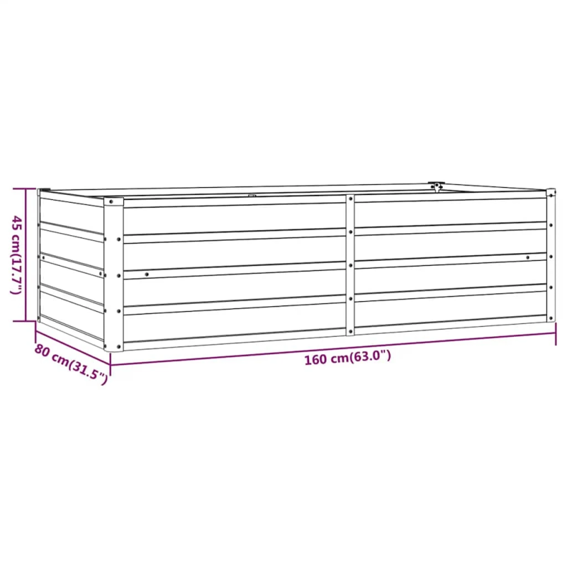vidaXL augstā dārza puķu kaste, rūsas, 160x80x45 cm, kortena tērauds