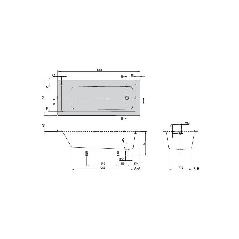 Akrila vanna villeroyboch targ 1.7x0.75m