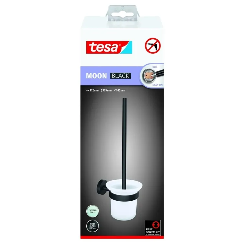 Tualetes birste Tesa, balta-melna, 14.5 cm x 37.9 cm x 11.2 cm