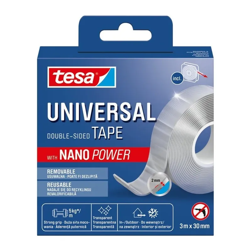 Divpusējā līmlente Tesa Universal, divpusējs, 3 m x 30 mm