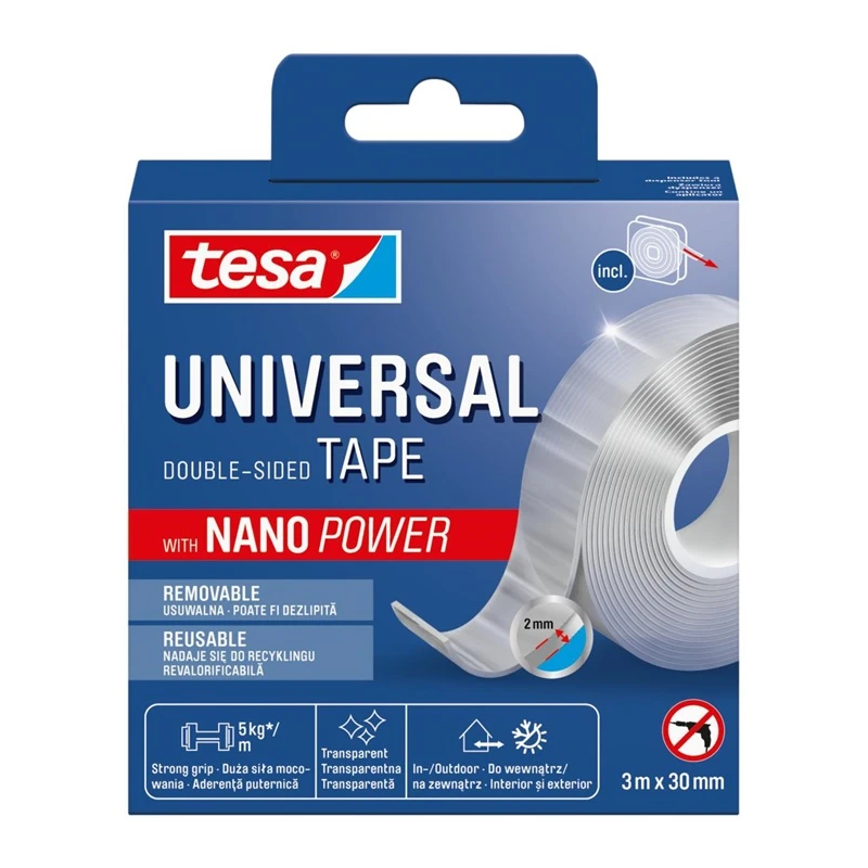 Līmlente divpus.universal nanopower 1x3m