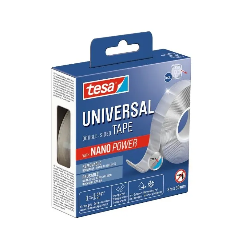 Kahepoolne kleeplint Tesa Universal, kahepoolne, 3 m x 30 mm