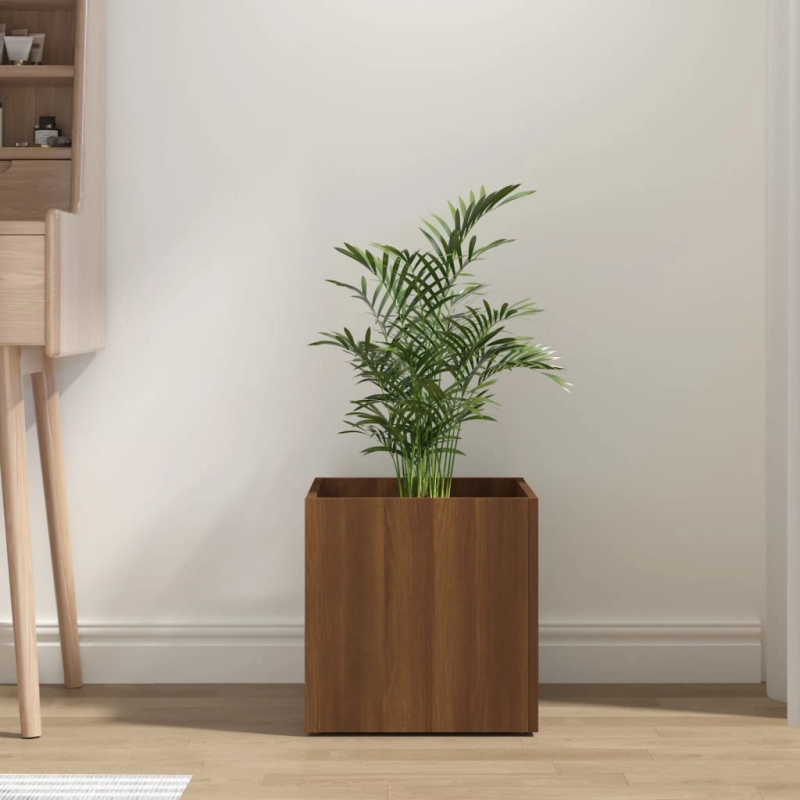 vidaXL puķu kaste, ozolkoka krāsa, 40x40x40 cm, inženierijas koks