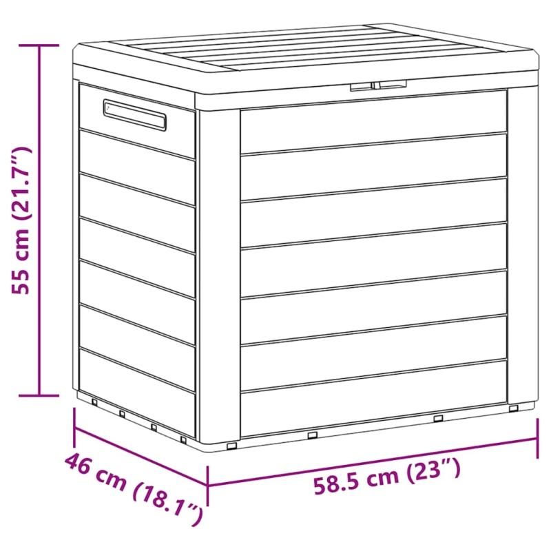 vidaXL dārza uzglabāšanas kaste, brūna, 58,5x46x55 cm, polipropilēns